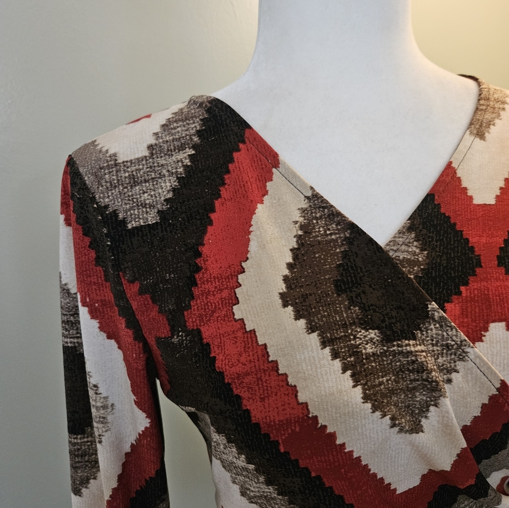 Lauren Ralph Lauren Geometric Pattern Women's Size Small Long Sleeve Top - Picture 4 of 12